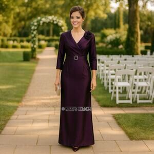 Eliza J Purple Taffeta Evening Gown Dress 6 Formal Wedding Guest Mother of Bride